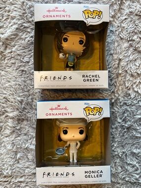 Funko Pop! Friends Rachel Green & Monica Geller Ornaments - Blue, White, Yellow